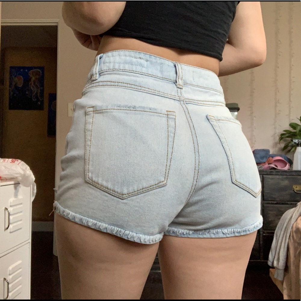 High waisted mom jean shorts